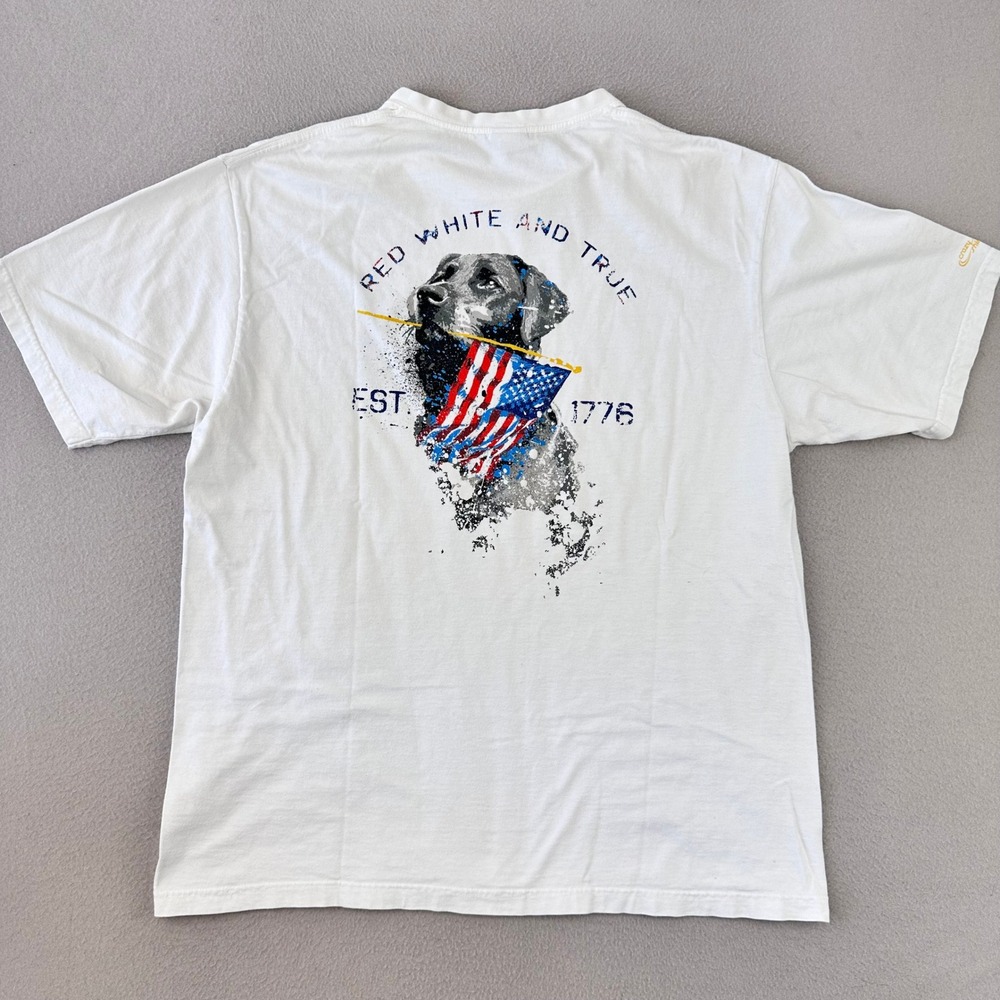 Crazy Shirts Redβ White and True Dog T-Shirt Mens L White Patriotic Graphic Tee